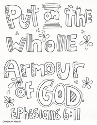 Armor Of God Coloring Pages Religious Doodles