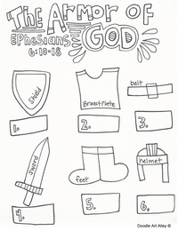 armor of god coloring pages  religious doodles